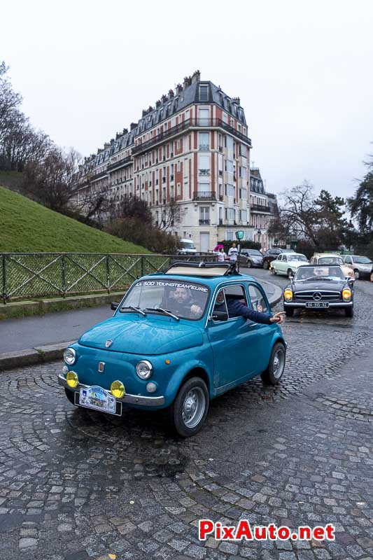 21e Traversee De Paris Hivernale, Fiat 500 A Montmartre